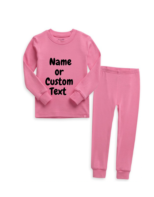 Kids Personalized Pajamas Set| Name or Custom Text| Toddler Youth Pajamas| Big Kids| Multiple Colors| 2 Piece Set| Sleeper| Girl| Boy