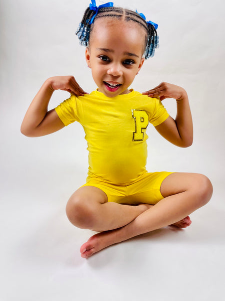 Initial Pajamas Yellow Short Set – Plush Pieces