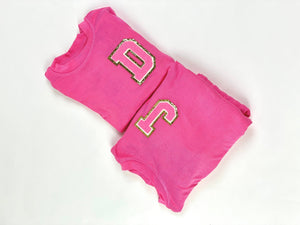 Kids Personalized Initial Pajamas for Girls and Boys| Toddler Pajamas| Youth Pajamas| Birthday Gift | Slumber Party| Pink| Christmas Gift