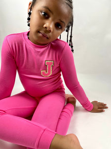 Kids Personalized Initial Pajamas for Girls and Boys| Toddler Pajamas| Youth Pajamas| Birthday Gift | Slumber Party| Pink| Christmas Gift