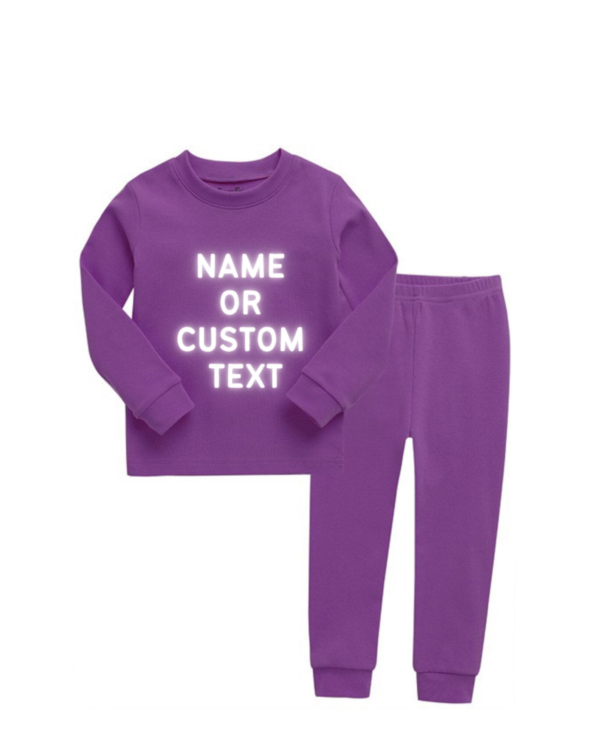 Kids Personalized Pajama Set| Name or Custom Text| Toddler Youth Pajamas| Big Kids| Multiple Colors|2 Piece Set| Sleeper| Girl |Boy| Purple