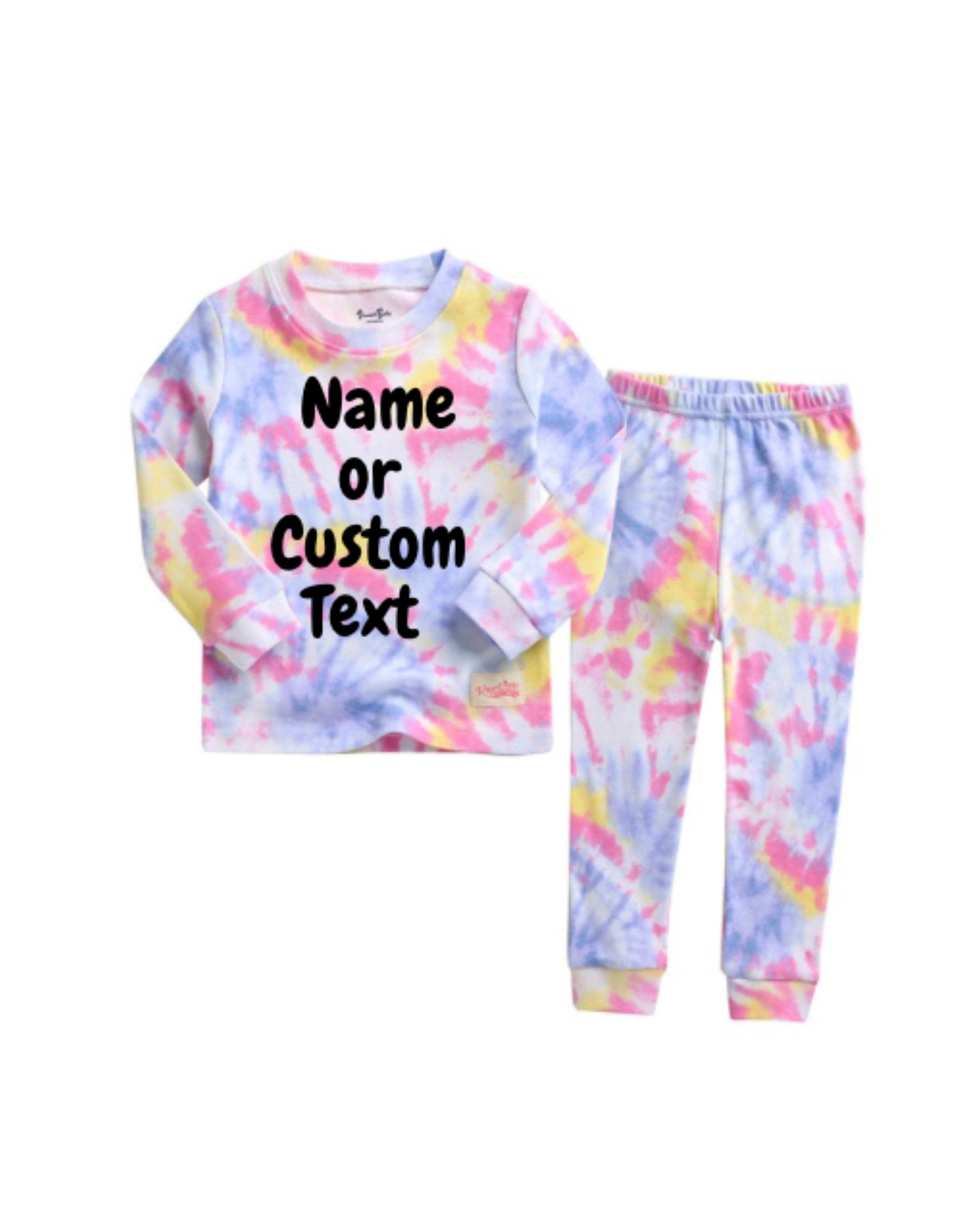 Kids Personalized Pajama Set| Name or Custom Text| Toddler Youth Pajamas| Big Kids| Multiple Colors|2 Piece Set| Sleeper| Girl| Boy| Tye Dye