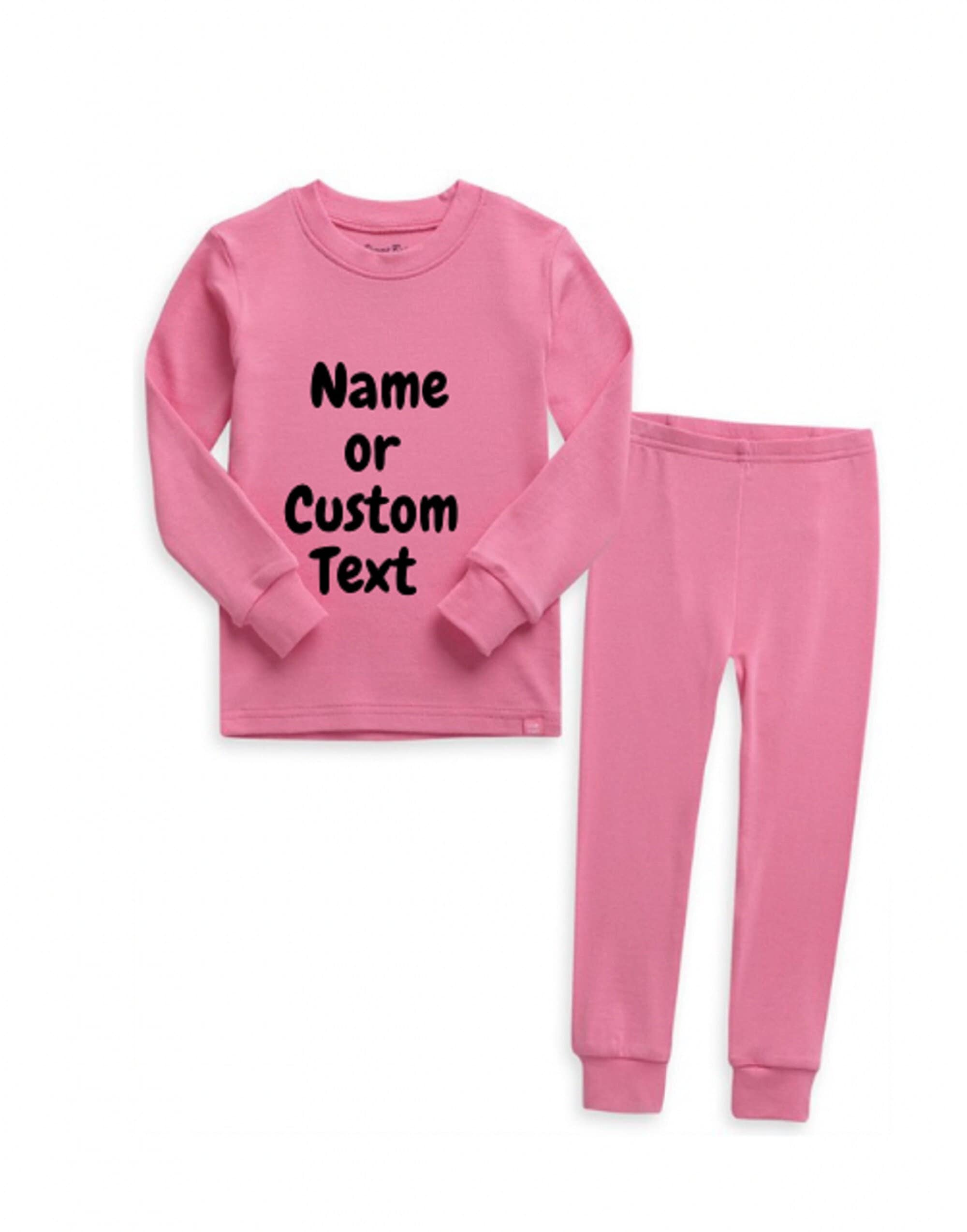 Kids Personalized Pajama Set Name or Custom Text| Toddler Youth Pajamas| Big Kids| Multiple Colors|2 Piece Set| Sleeper| Girl| Boy| Pink